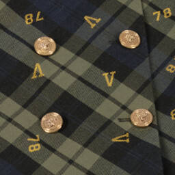 Versace-Girls Tartan Jacquard Cotton Dress | Childrensalon Outlet