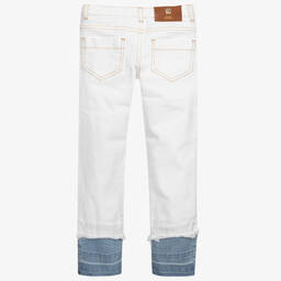 Versace-Girls White Cotton Jeans | Childrensalon Outlet