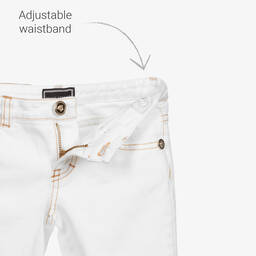 Versace-Girls White Cotton Jeans | Childrensalon Outlet