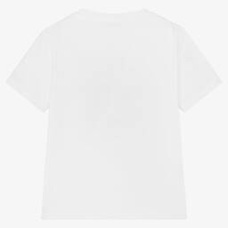 Versace-تيشيرت قطن لون أبيض بنقشة ميدوسا للبنات | Childrensalon Outlet