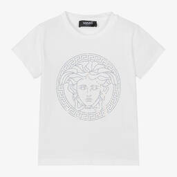 Versace-Girls White Cotton Medusa T-Shirt | Childrensalon Outlet