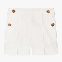 Versace-شورت قطن تويل لون أبيض للبنات | Childrensalon Outlet
