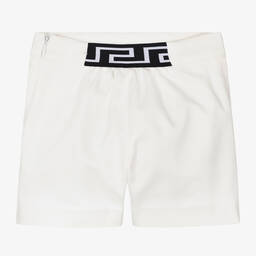 Versace-شورت قطن تويل لون أبيض للبنات | Childrensalon Outlet