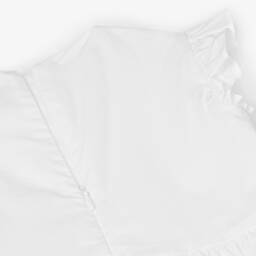 Versace-فستان قطني أبيض مطرز للبنات | Childrensalon Outlet