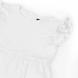 Versace-فستان قطني أبيض مطرز للبنات | Childrensalon Outlet