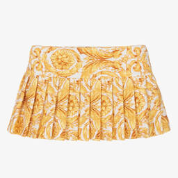 Versace-Бело-золотистая юбка с принтом Barocco | Childrensalon Outlet