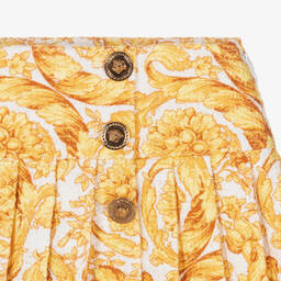 Versace-Бело-золотистая юбка с принтом Barocco | Childrensalon Outlet