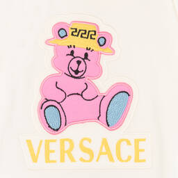 Versace-بيبي غرو قطن جيرسي لون أبيض وزهري للمولودات | Childrensalon Outlet