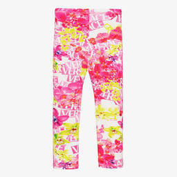 Versace-Бело-розовые легинсы с орхидеями | Childrensalon Outlet