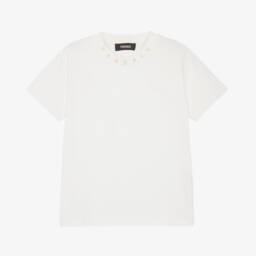 Versace-Girls White Tee with Gold Accent | Childrensalon Outlet