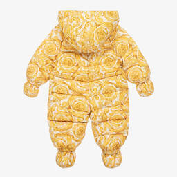 Versace-أوفرول شتوي بطبعة باروك لون عاجي وذهبي | Childrensalon Outlet