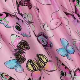 Versace-Кремово-розовое платье из шелка и джерси для девочек | Childrensalon Outlet