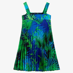 Versace-Jungle Leaf Print Silk Dress | Childrensalon Outlet