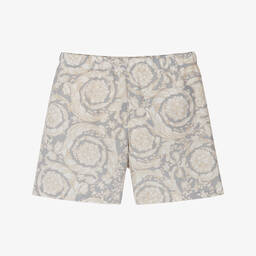 Versace-Junior Boys Grey & Ivory Barocco Swim Shorts | Childrensalon Outlet