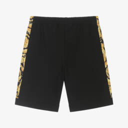 Versace-Шорты из роскошного черного трикотажа для мальчиков | Childrensalon Outlet