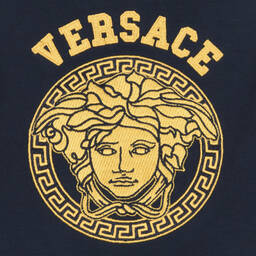 Versace-Navy Blue Cotton Medusa Zip-Up Top | Childrensalon Outlet