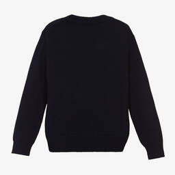 Versace-بلوفر صوف بكر محبوك لون كحلي | Childrensalon Outlet