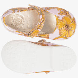 Versace-Pink Leather Baroque Shoes | Childrensalon Outlet