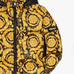 Versace-Teen Black & Gold Barocco Down Padded Jacket | Childrensalon Outlet