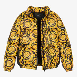 Versace-Teen Black & Gold Barocco Down Padded Jacket | Childrensalon Outlet