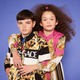 Versace-شورت تينز قطن لون أسود وذهبي | Childrensalon Outlet