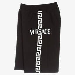 Versace-Teen Black Greca Logo Shorts | Childrensalon Outlet