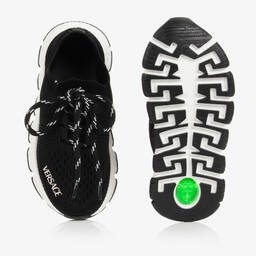 Versace-ترينرز تينز قماش محبوك لون أسود وأبيض | Childrensalon Outlet