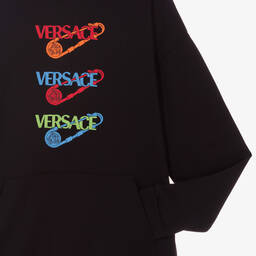 Versace-توب هودي تينز ولادي قطن جيرسي لون أسود | Childrensalon Outlet