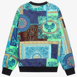 Versace-Голубая толстовка с принтом Barocco для подростков | Childrensalon Outlet