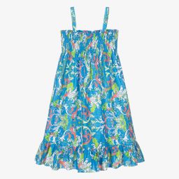 Versace-Голубое платье с принтом Baroccofest для подростков | Childrensalon Outlet