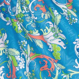 Versace-Голубое платье с принтом Baroccofest для подростков | Childrensalon Outlet