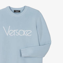 Versace-Teen Blue Cotton Knit Sweater | Childrensalon Outlet