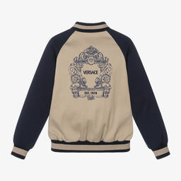 Versace-Бежевая хлопковая куртка-бомбер для мальчиков-подростков | Childrensalon Outlet