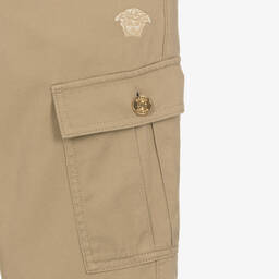 Versace-Teen Boys Beige Cotton Cargo Trousers | Childrensalon Outlet