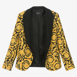 Versace-Teen Boys Black & Gold Barocco Blazer | Childrensalon Outlet