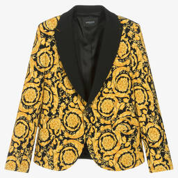 Versace-Teen Boys Black & Gold Barocco Blazer | Childrensalon Outlet