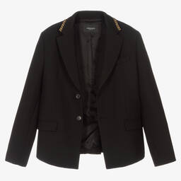 Versace-جاكيت بلايزر لون أسود وذهبي تينز ولادي | Childrensalon Outlet