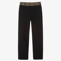 Versace-Teen Boys Black Greca Trousers | Childrensalon Outlet