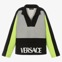 Versace-Teen Boys Black & Grey Cotton Sweatshirt | Childrensalon Outlet