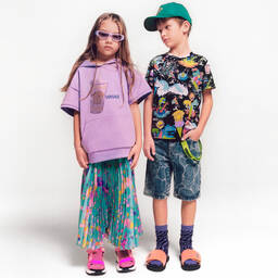 Versace-تيشيرت تينز ولادي قطن لون أسود بنقشة ميدوسا | Childrensalon Outlet