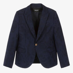 Versace-Синий шерстяной блейзер Barocco для мальчиков-подростков | Childrensalon Outlet