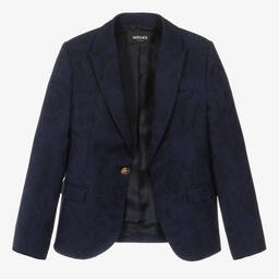 Versace-Синий шерстяной блейзер Barocco для мальчиков-подростков | Childrensalon Outlet