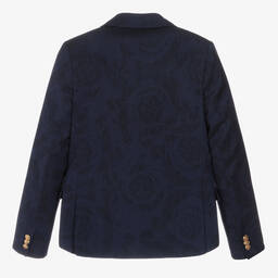 Versace-Синий шерстяной блейзер Barocco для мальчиков-подростков | Childrensalon Outlet