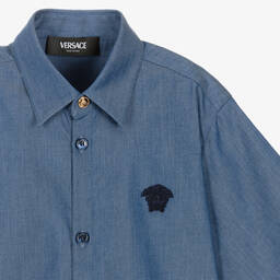 Versace-Teen Boys Blue Chambray Medusa Shirt | Childrensalon Outlet