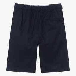 Versace-Teen Boys Blue Cotton Greca Shorts | Childrensalon Outlet