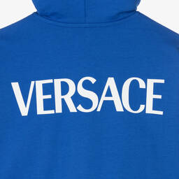 Versace-Teen Boys Blue Cotton Hooded Zip-Up Top | Childrensalon Outlet