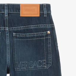 Versace-جينز قطن دنيم لون أزرق تينز ولادي | Childrensalon Outlet