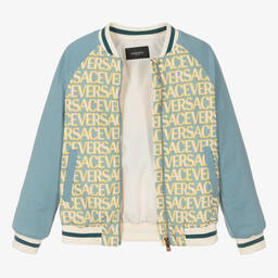 Versace-Teen Boys Blue & Gold Bomber Jacket | Childrensalon Outlet