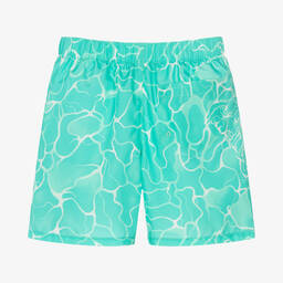 Versace-Teen Boys Blue & Gold Logo Swim Shorts | Childrensalon Outlet
