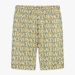 Versace-Teen Boys Blue & Gold Silk Shorts | Childrensalon Outlet